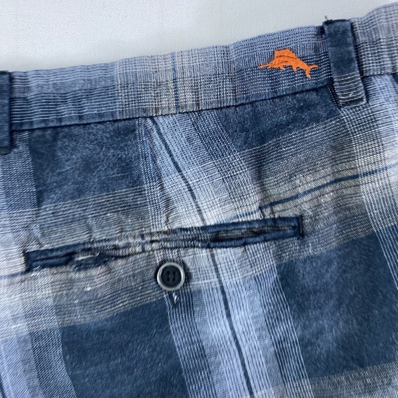 Tommy Bahama Bermuda Shorts Mens 40 Blue Linen Blend Plaid Island 9 Inseam - Picture 4 of 10